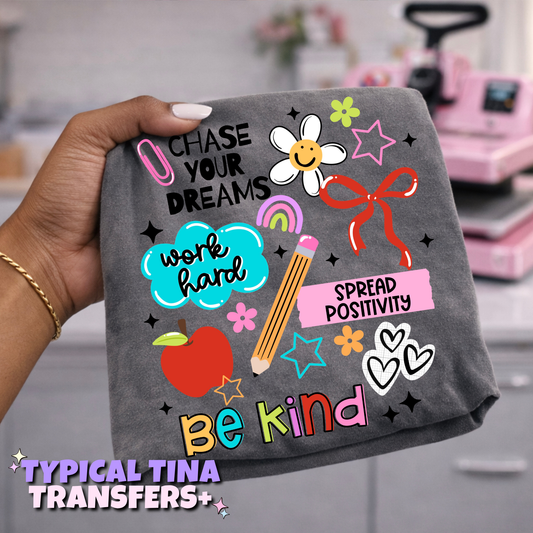 chase your dreams work hard | DTF Transfers | POD
