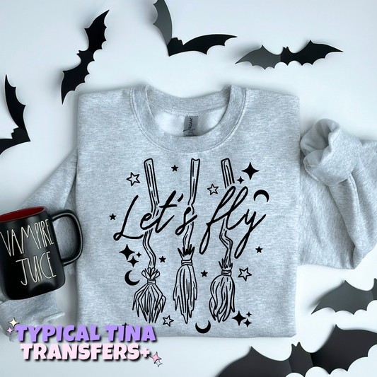 Let's fly broom sticks | DTF Transfers | POD