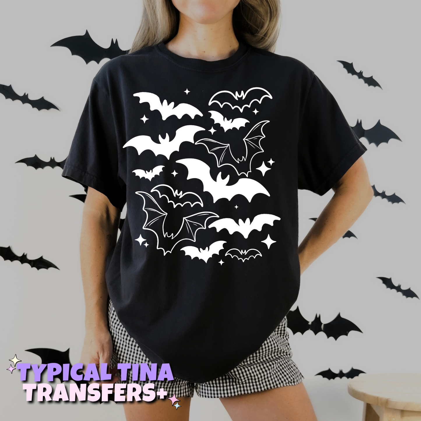 Bats (outline and full) | DTF Transfers | POD