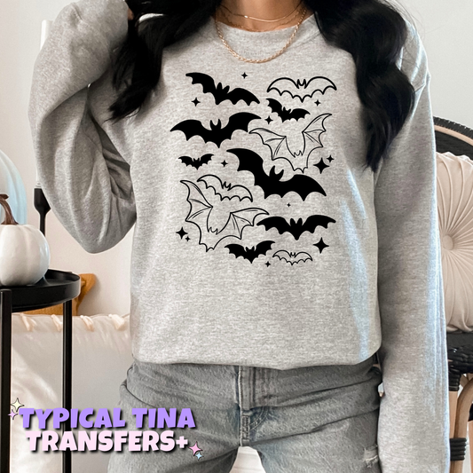 Bats (outline and full) | DTF Transfers | POD