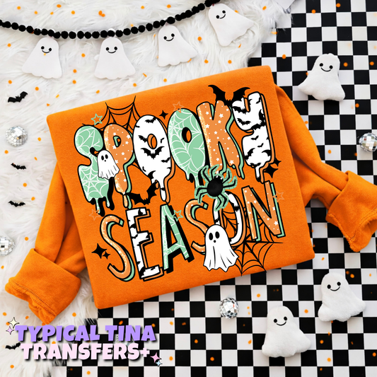 Spooky Season (green, orange and white) | DTF Transfers | POD