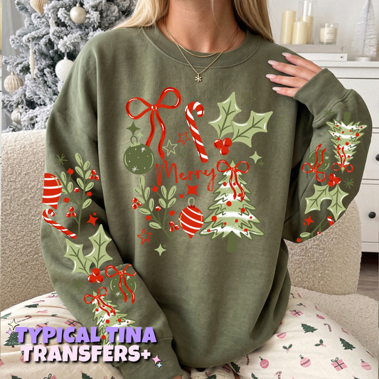 Merry with holly and trees | DTF Transfers | POD