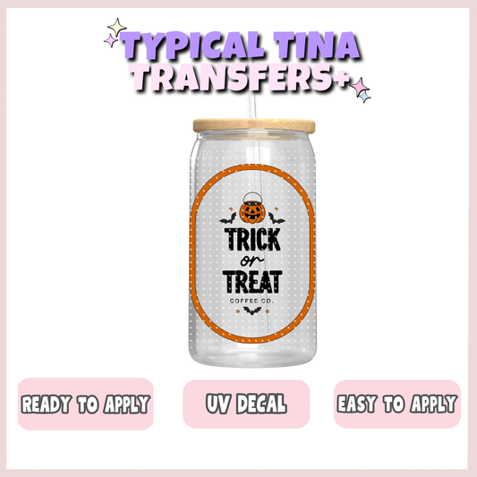 trick or treat coffee co. (orange) | UV decals | POD