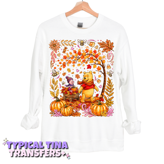 Falling leaves bear and pig | DTF Transfers | POD