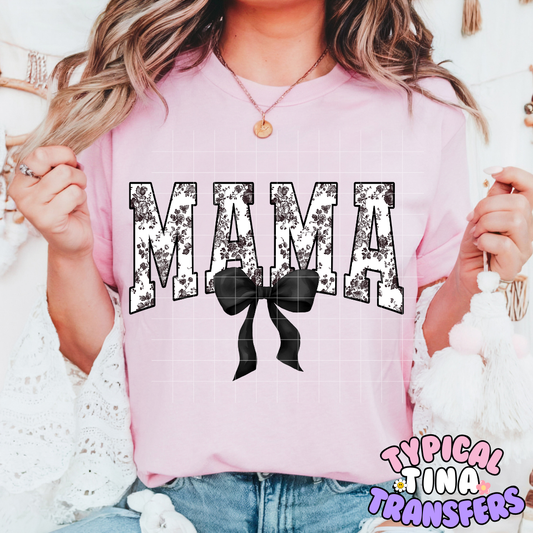 Mama Floral (Black) | DTF Screen Print | 11" Adult