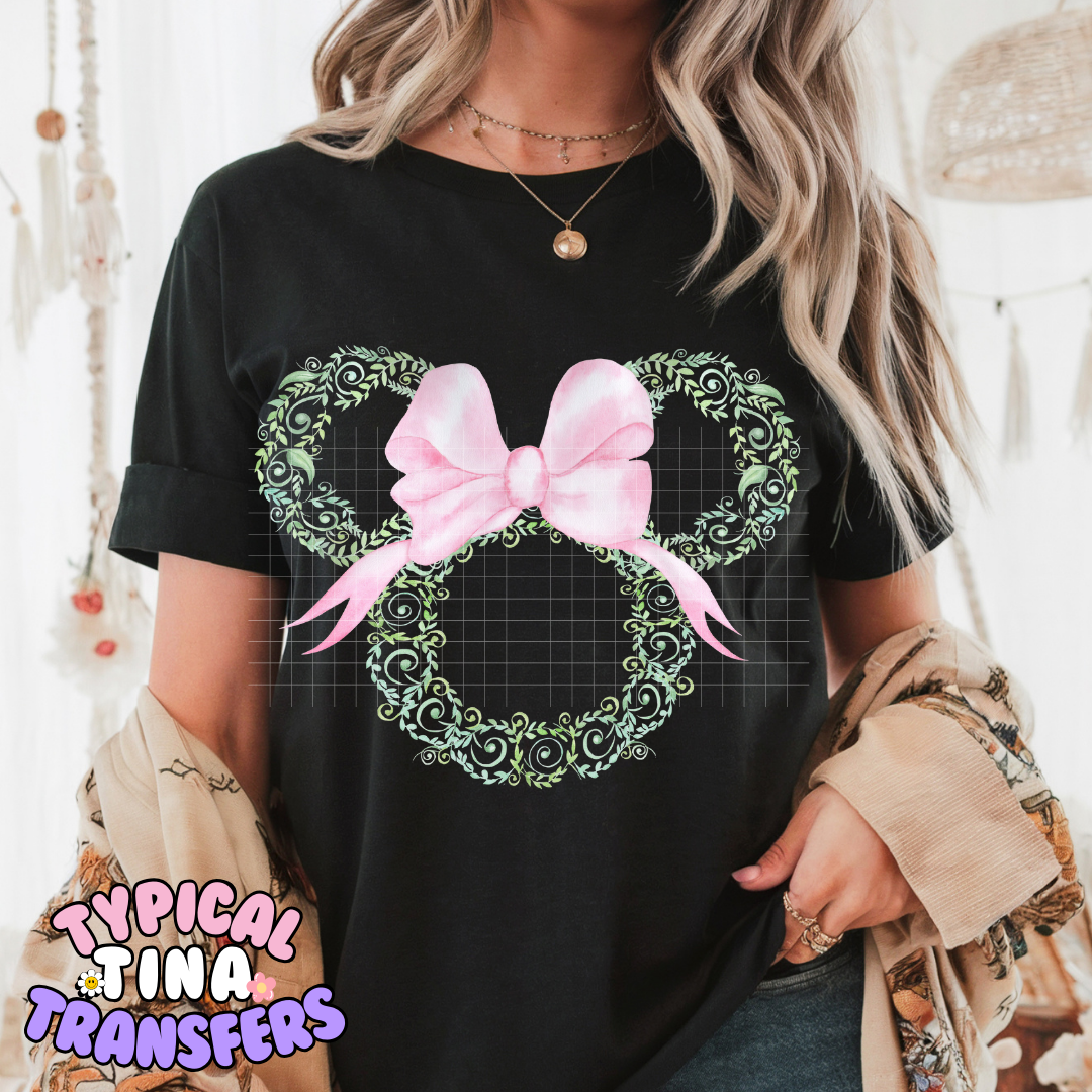 Floral Bow Mouse | DTF Screen Print | POD