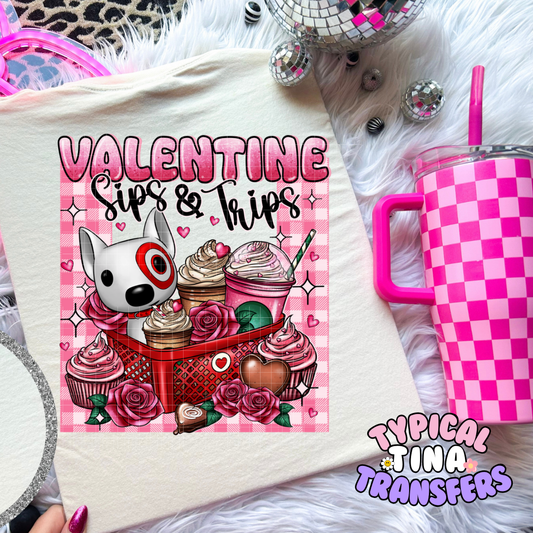 Sips and Trips Pink Checkered | Adult 11" DTF Screen Print