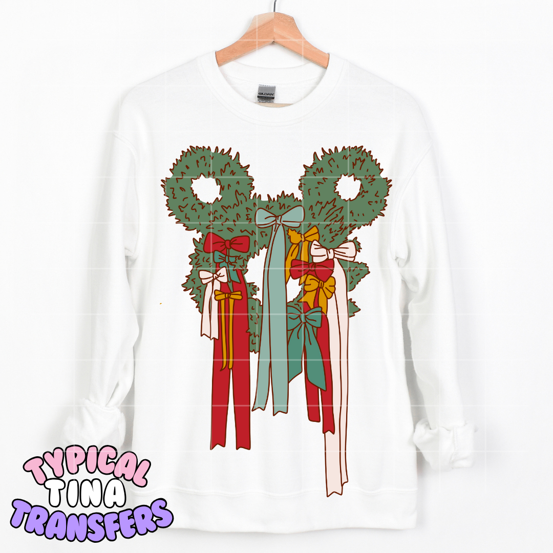 Mouse wreath with bows | DTF Transfer | POD