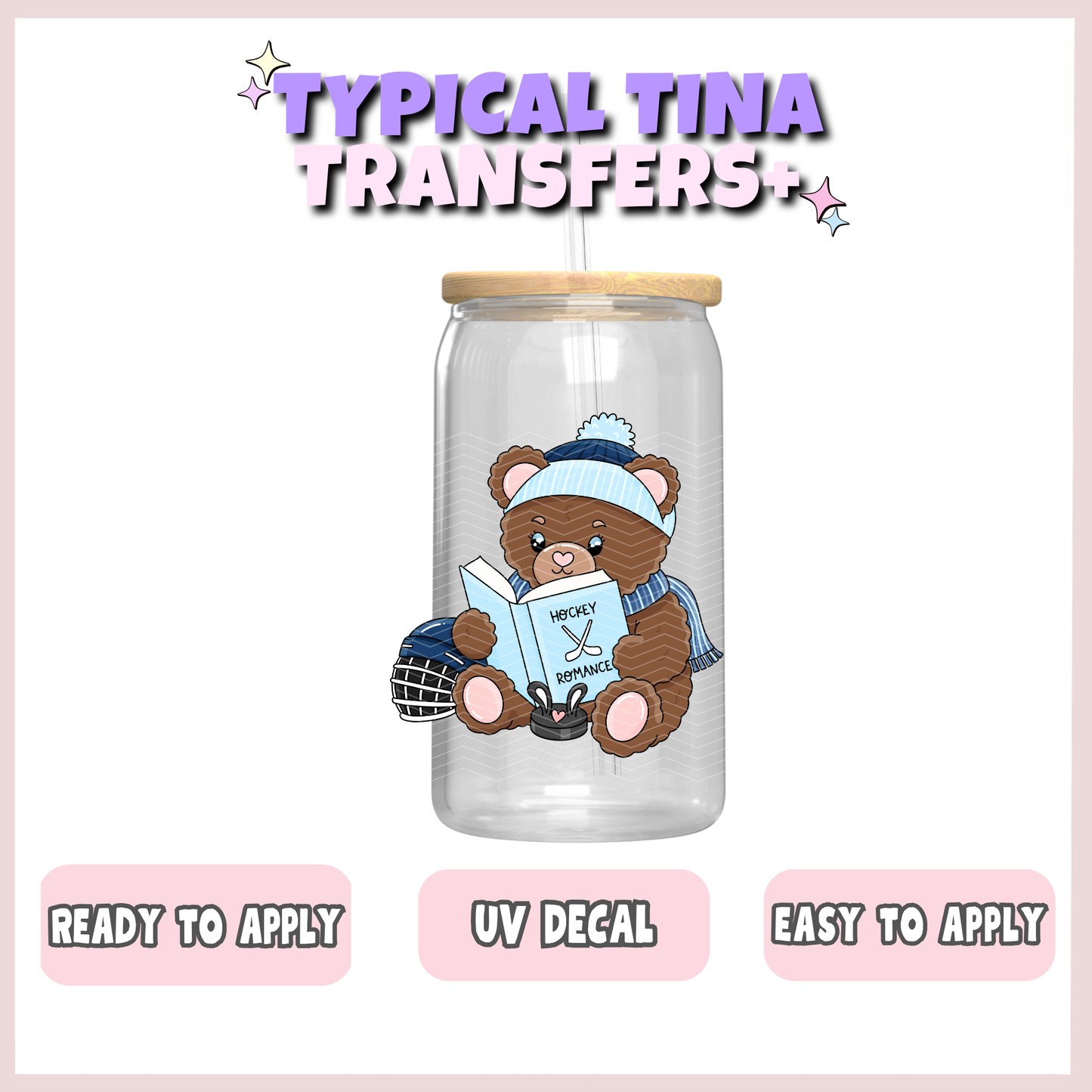 Bear hockey romance | UV decals | POD
