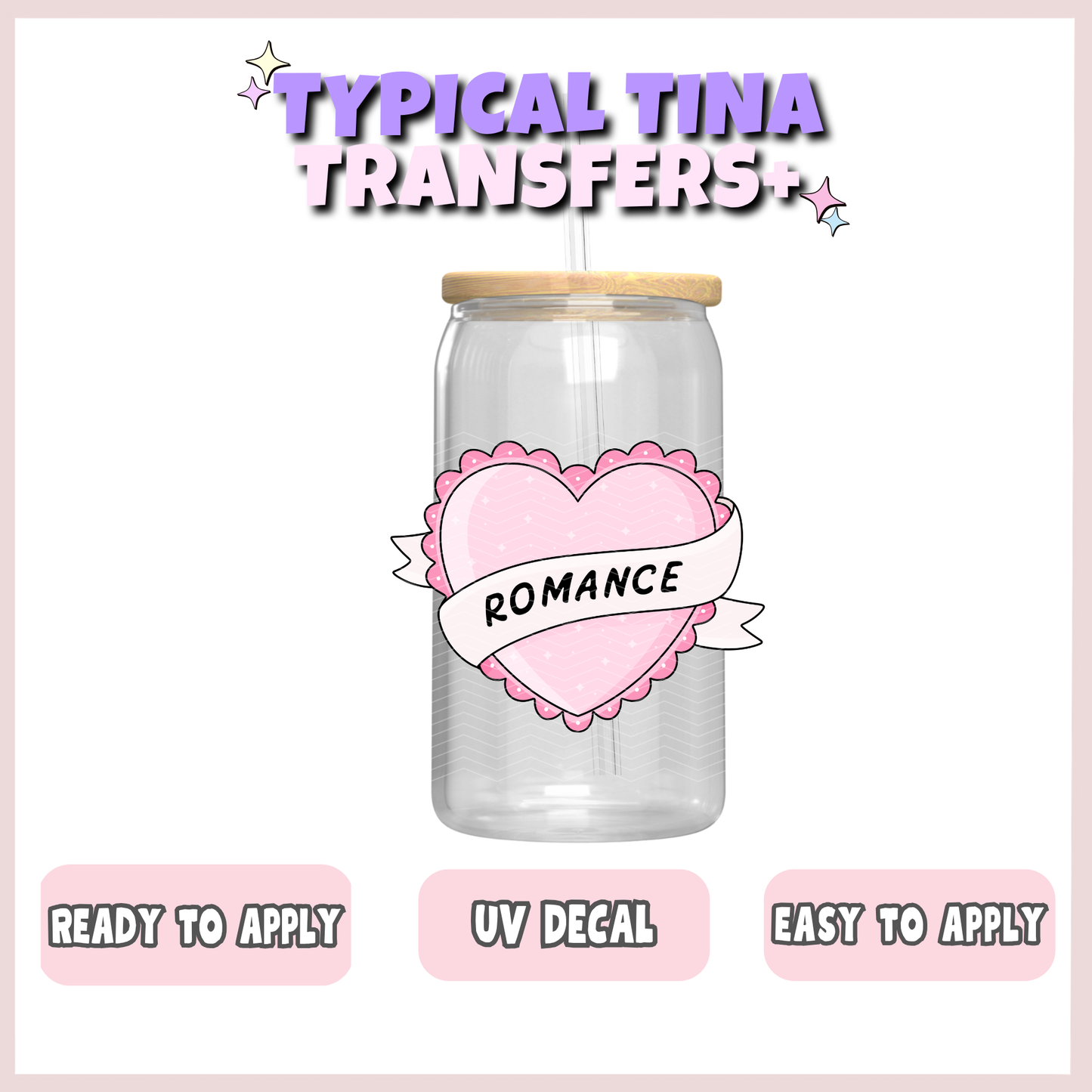 heart shaped (pink) romance | UV decals | POD