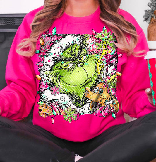 Grinchy with pup selfie | DTF Transfer | POD