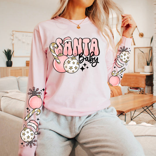 Santa Baby pink Ornaments | DTF Transfer | POD
