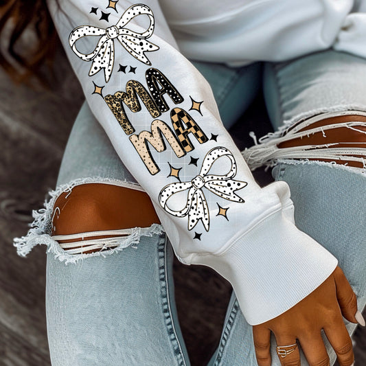 Mama Multi patterns brown tones with bows | DTF Transfer | POD