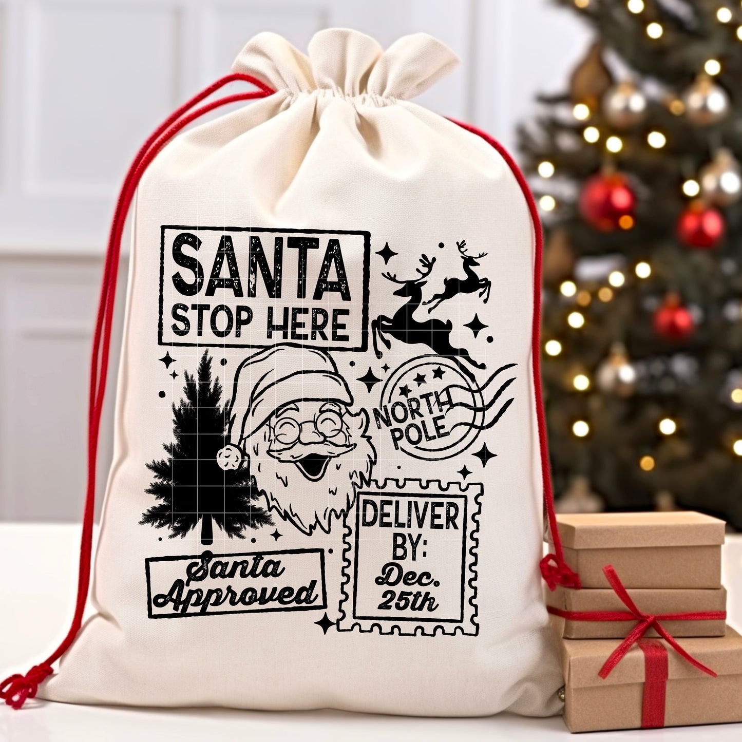Santa Stop Here Stamps | DTF Transfer | POD