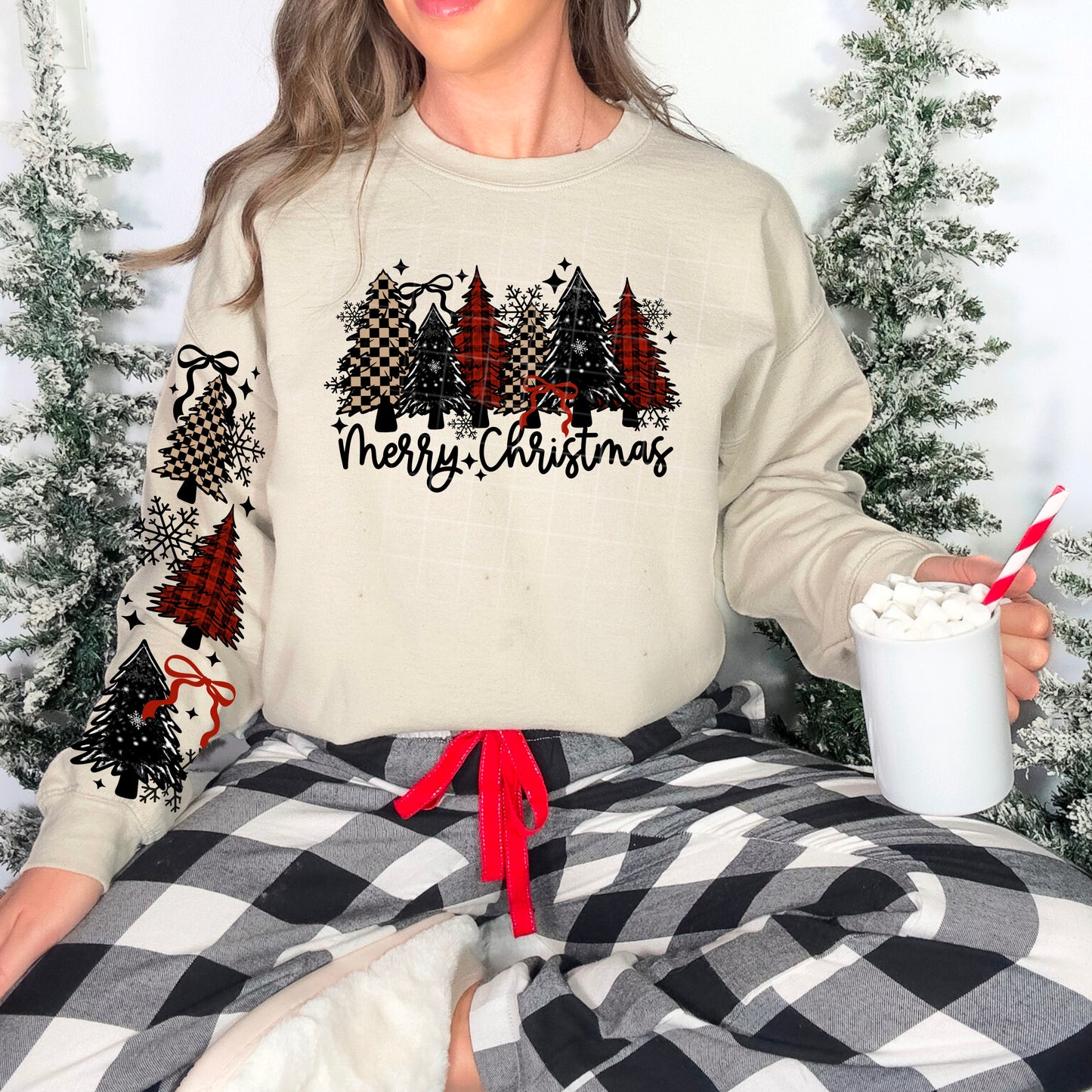 Patterned Christmas Trees e/ words | DTF Transfer | POD