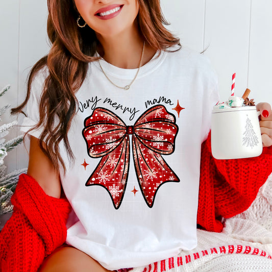 Very Merry Mama red bow | DTF Transfer | POD