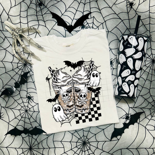 Checkered Ghost coffee | DTF Transfer | POD