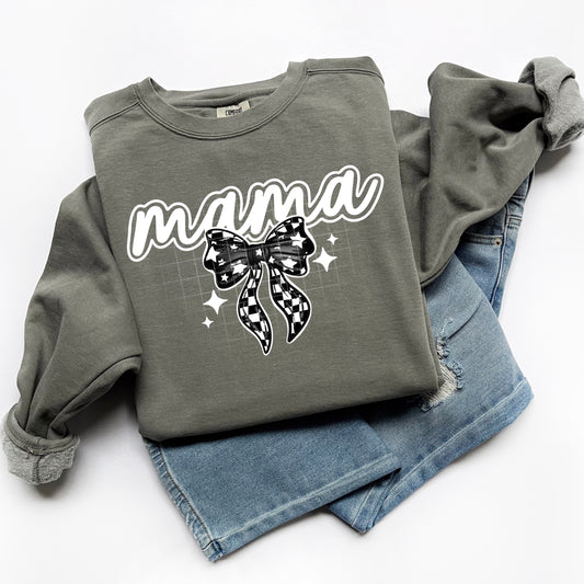 Mama w/ B& W checkered bow | DTF Transfer | POD