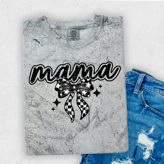 Mama w/ B& W checkered bow | DTF Transfer | POD