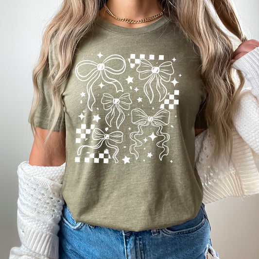 checkered pattern doodle bows | DTF Transfer | POD