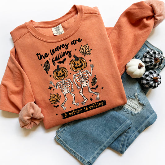 the leaves are falling skellies | DTF Transfer | POD