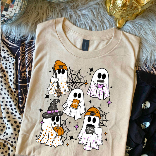Halloween Ghosts, Coffee and webs | DTF Transfer | POD