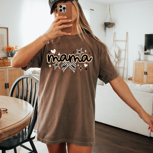 Mama Tan Checkered Bows | DTF Transfer | POD
