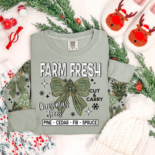 Farm Fresh Christmas Tree Bow | DTF Transfer | POD