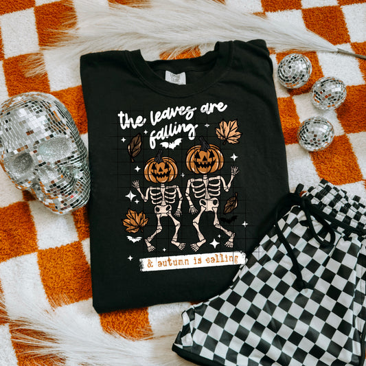 The leaves are falling, autumn is calling skellies | DTF Transfer | POD