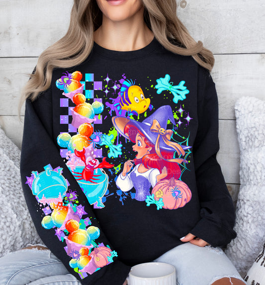 Pastel Halloween Princess Mermaid Witch | DTF Transfer | POD