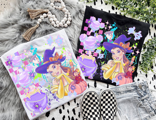 Pastel Halloween Princess Belle Witch | DTF Transfer | POD