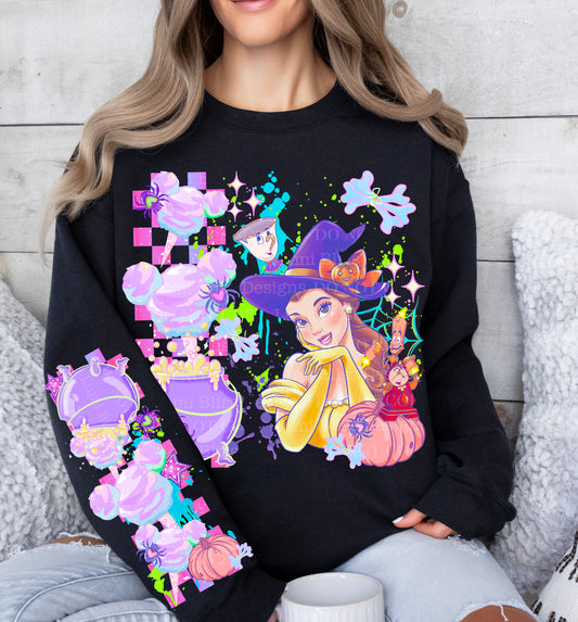 Pastel Halloween Princess Belle Witch | DTF Transfer | POD