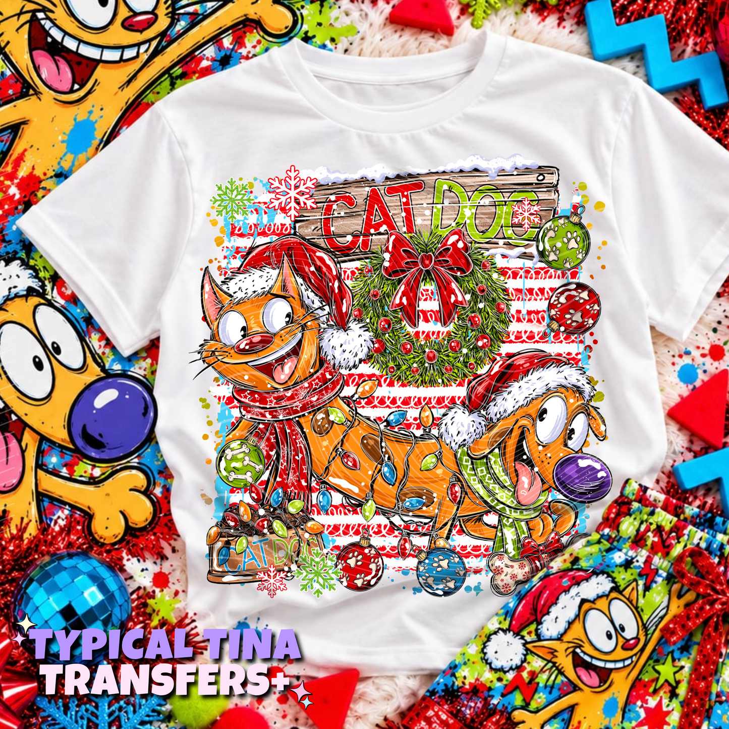 90's Xmas Classic - dog/cat| DTF Transfers | POD
