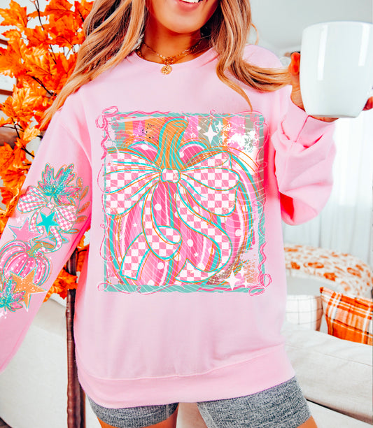 Pink Pumpkin checkered | DTF Transfer | POD