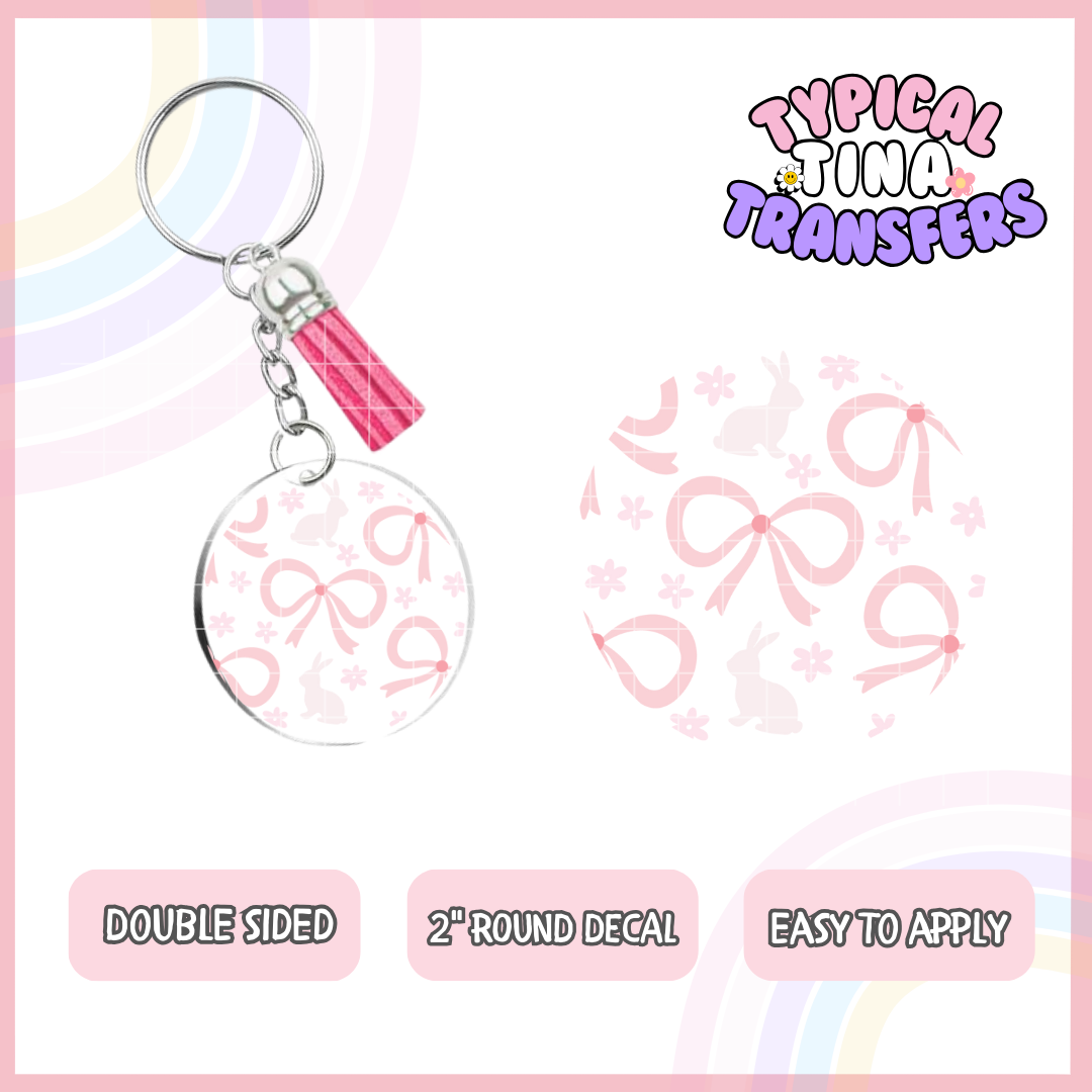 Bows and bunnies | UV 2" Round Keychain decal | POD - set of 5