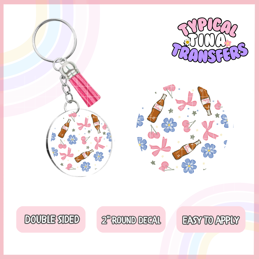 Dr. Pep and bows | UV 2" Round Keychain decal | POD - set of 5