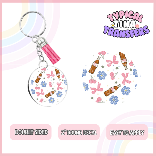 Dr. Pep and bows | UV 2" Round Keychain decal | POD - set of 5