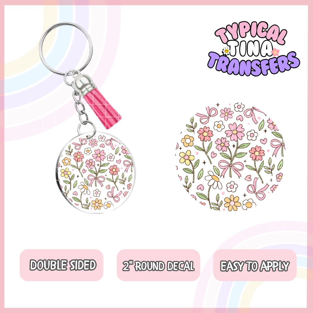dainty florals | UV 2" Round Keychain decal | POD - set of 5