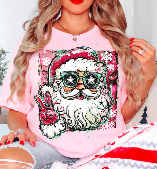 Santa red hat selfie (peace sign) | DTF Transfer | POD