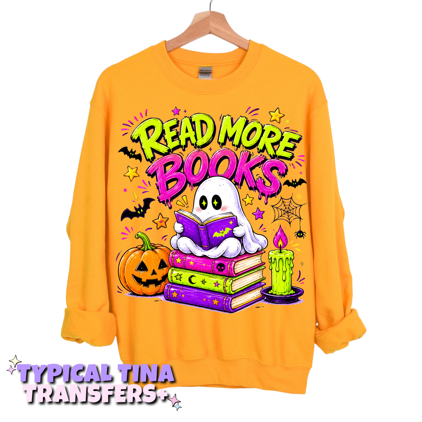 Read more books ghost on book stack | DTF Transfers | POD