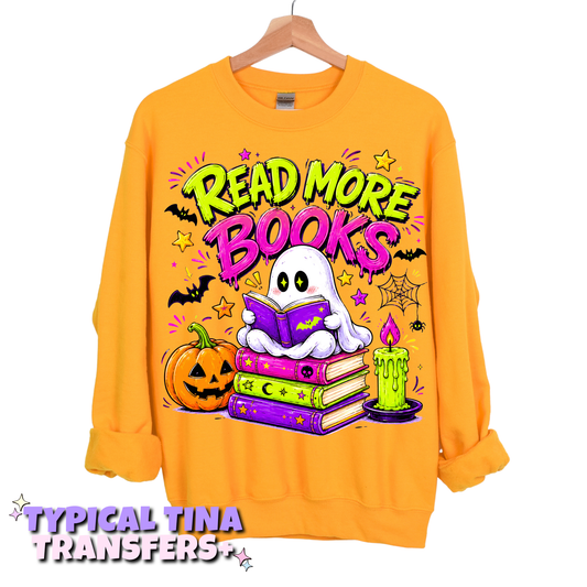 Read more books ghost on book stack | DTF Transfers | POD