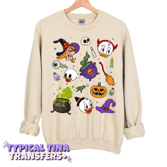 Classic Halloween 3 duck bros and witch | DTF Transfers | POD