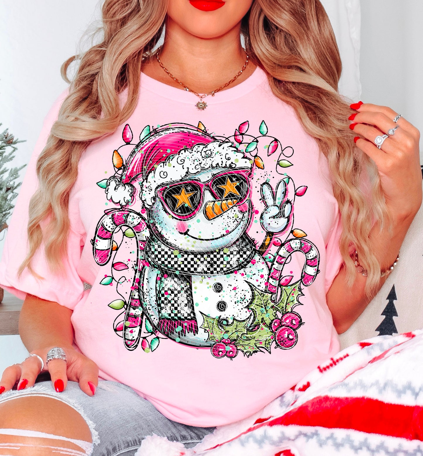 Cool Guy Snowman (peace sign) | DTF Transfer | POD