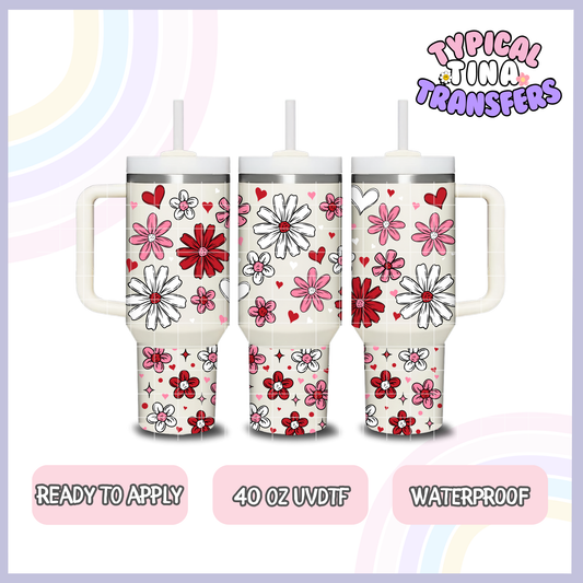 Floral hearts | 40oz UVDTF Wrap | POD