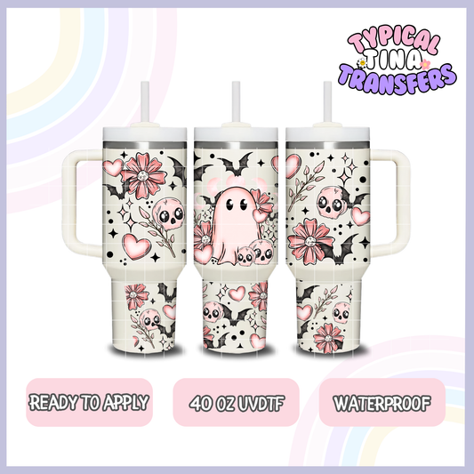 Pink Ghosts | 40oz UVDTF Wrap | POD