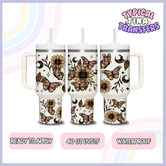 Sunflower and butterflies | 40oz UVDTF Wrap | POD