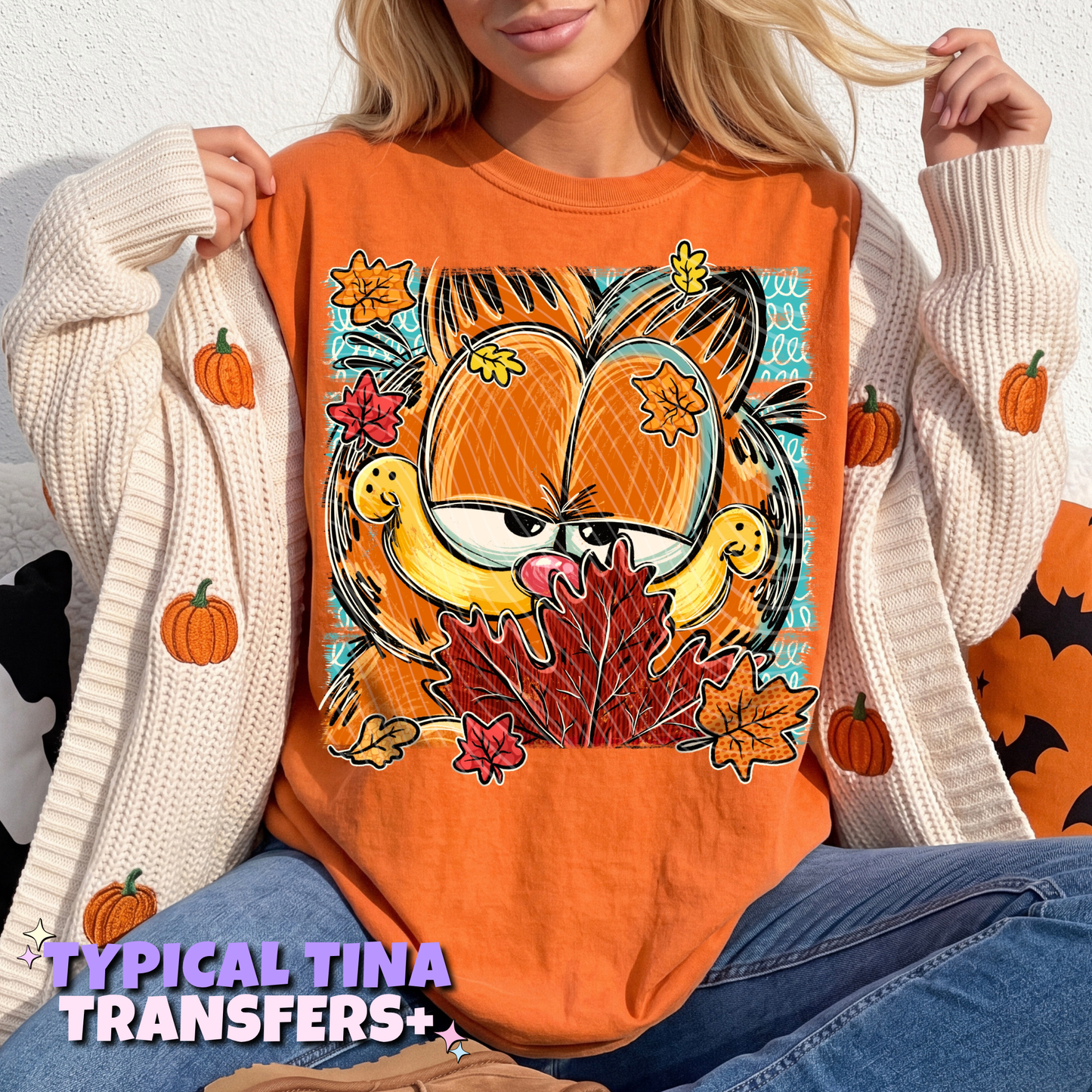 Fall Leaves Fat Cat | DTF Transfers | POD