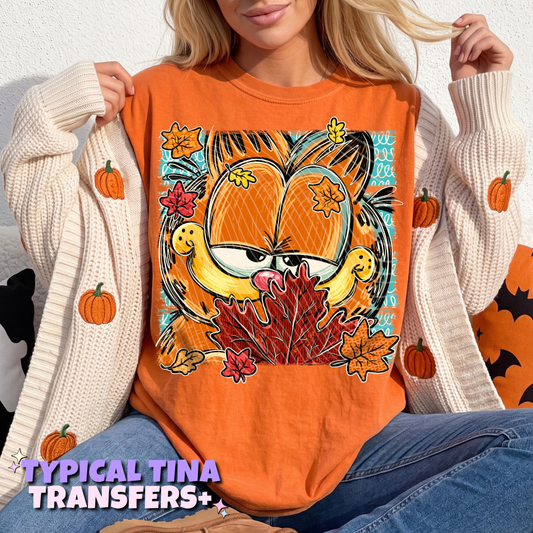 Fall Leaves Fat Cat | DTF Transfers | POD