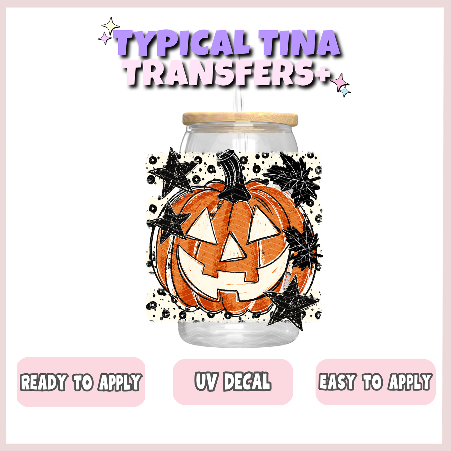 Pumpkin stars and leaves in black | UV decals | POD