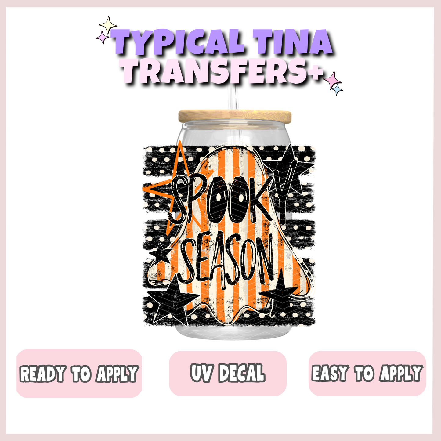 Spooky season ghost orange stripes | UV decals | POD